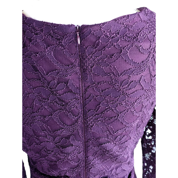 Taylor Womens Long Sleeve Cocktail Zip Detail Lace Sheath Dress Burgundy Sz 8 - Picture 9 of 11